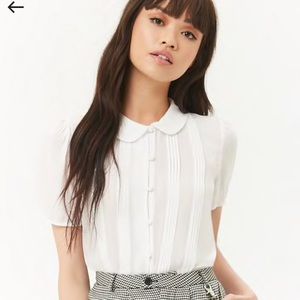 White chiffon pintuck top